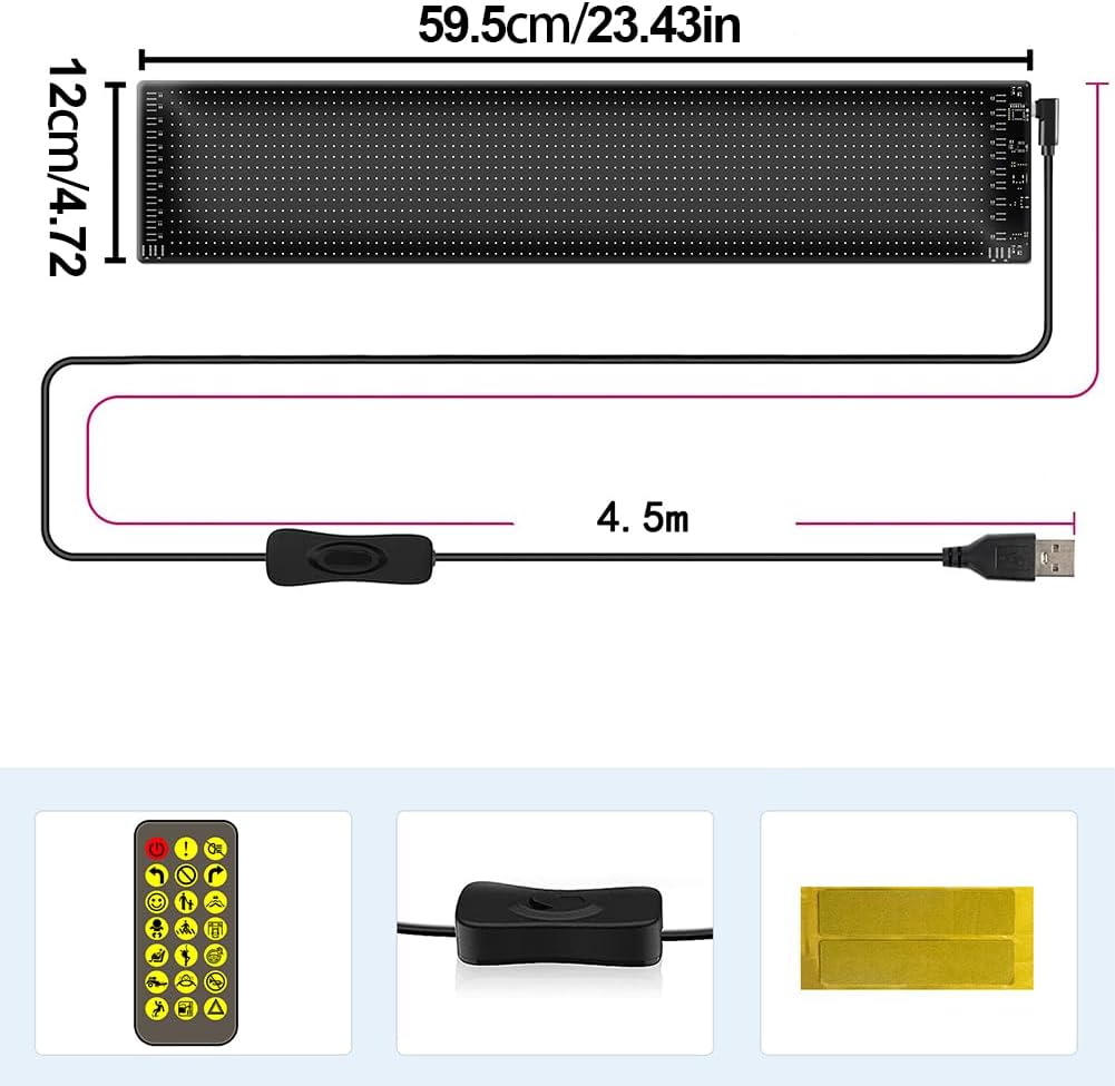 2PCS LED Eyes for Car Devil Light - Flexible Panel with App Control and Remote - Programmable Display for Car/Truck Window (4.72x23.62in-2Pcs)
