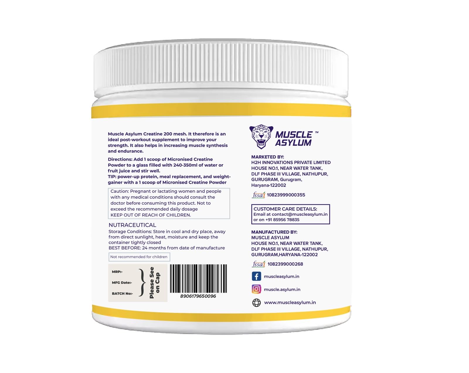 Muscle Asylum Pure Creatine Monohydrate | 250g, 62 Servings | Pineapple | With Genuine Lab Reports | Enhanced Muscle Strength & Power | Fast Recovery | Increased Muscle Mass - Image 3 thumbnail