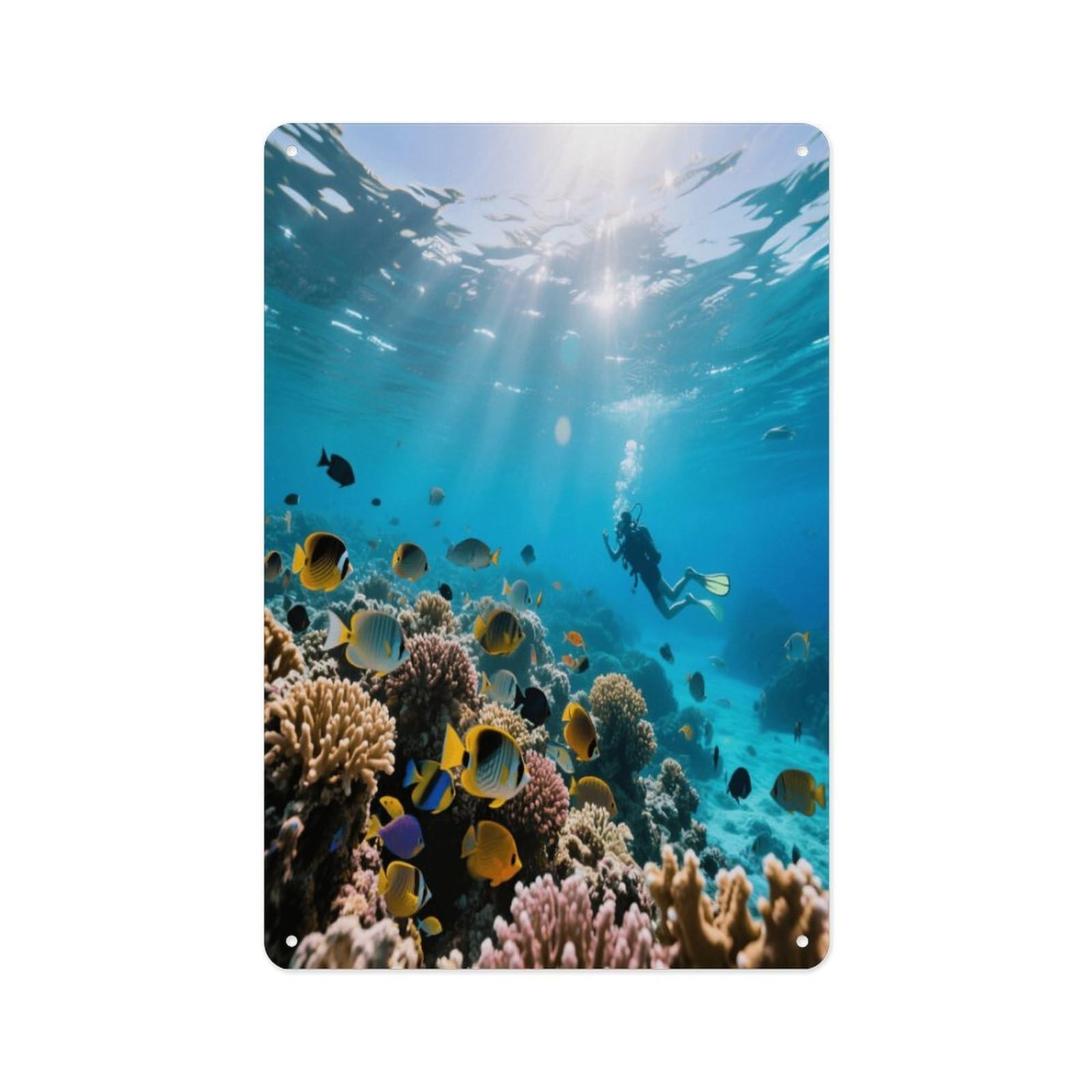 Fekiloot Style Great Barrier Reef Underwater World Wall Decor Metal Signs Tin Signs Poster