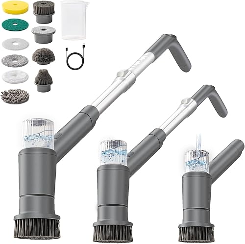 Limpiador eléctrico giratorio, rociador con cepillo de limpieza inalámbrico de espuma, limpiador de ducha de 2 velocidades, cepillo de limpieza de