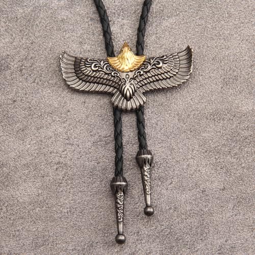Image of GelConnie Native American Bolo Tie Rodeo Cowboy Leather Necktie Western Necklace Costume Accessories for Men,Women