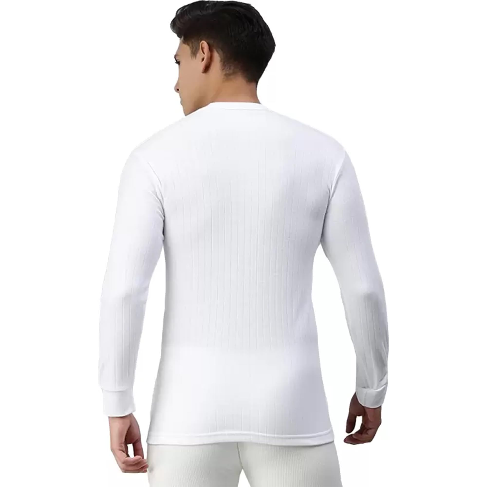 Amul Comfy Men's Parka Round Neck Full Sleeve Top|Super Combed Cotton Rich Regular Fit Body Warmer Thermal Top | Soft, Breathable & Naturally Insulated Winter Thermal Undershirt Top White - Image 2 thumbnail