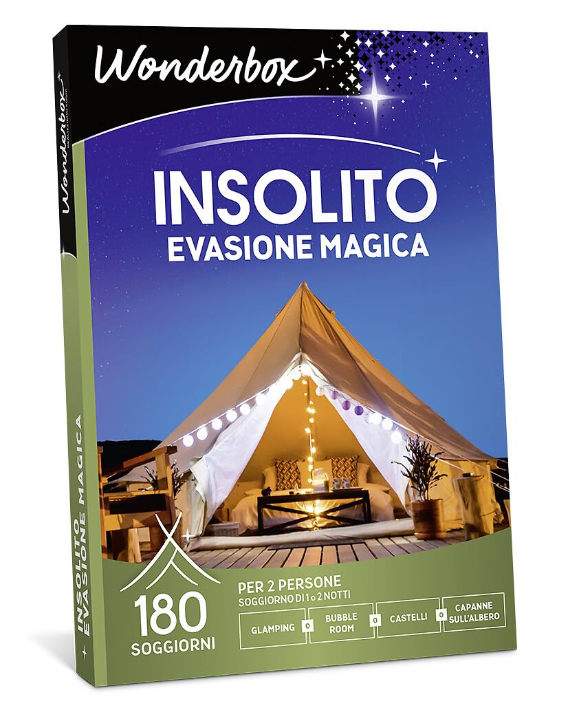 WONDERBOX - Cofanetto Regalo - Insolito - Evasione Magica - 1 o più Notti in strutture insolite con o Senza Cena, attività Benessere o esperienze Originali per 2 Persone