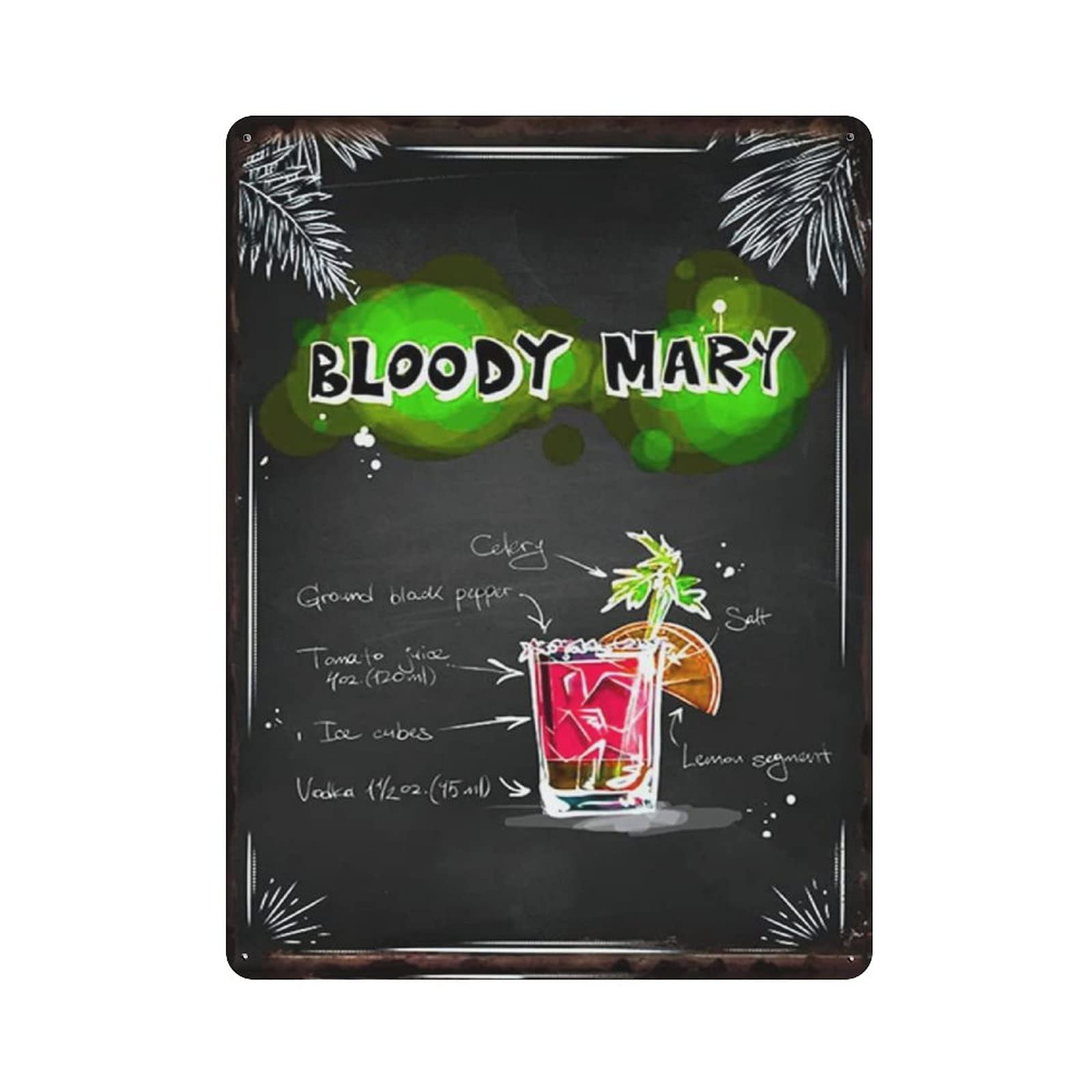 rayprint Metal Tin Sign Bloody Mary Cocktail Vintage Tin Poster Metal Sign Wall Decoration Country Kitchen Home Garage Decor 16"x12"