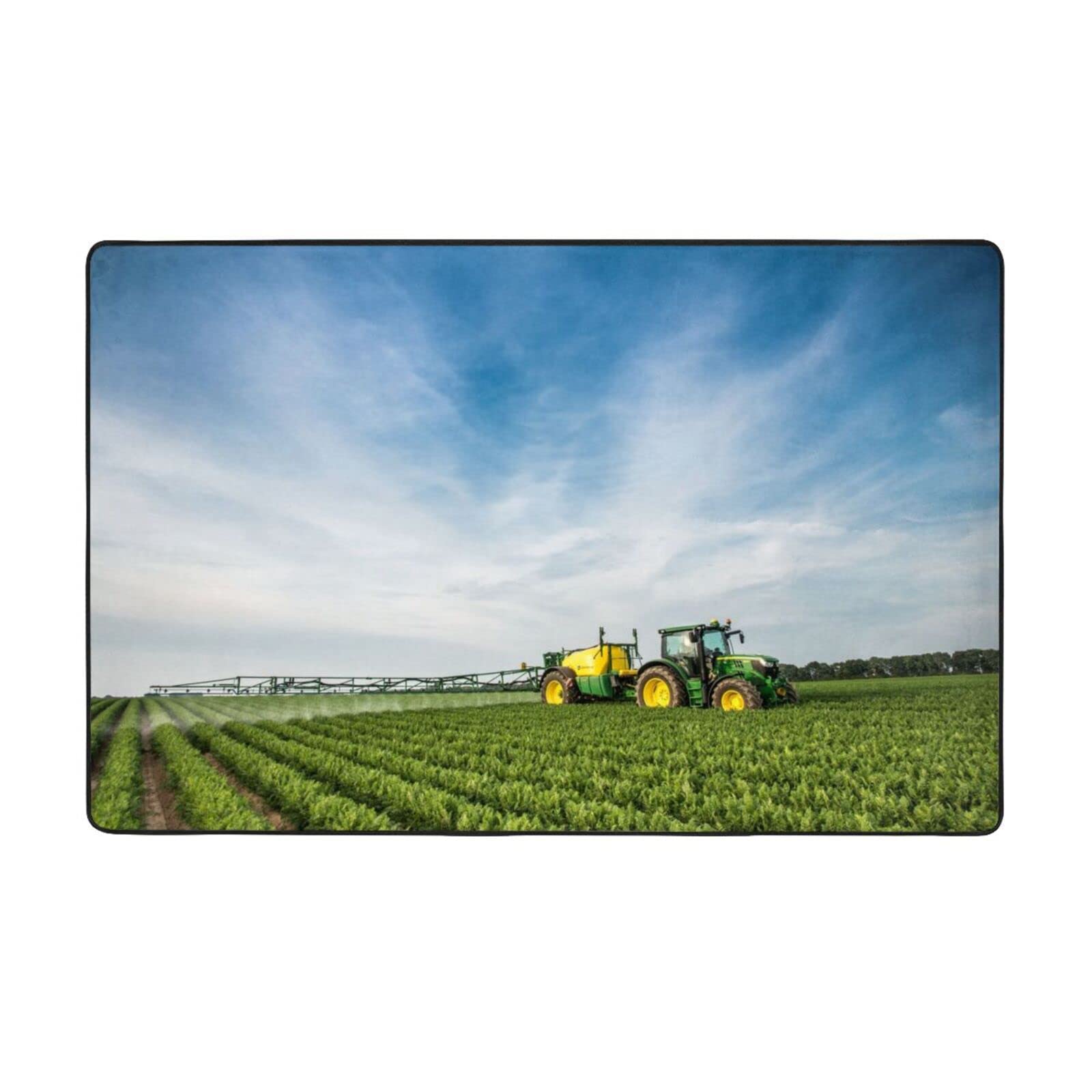Tapis lavable grand format motif tracteur aux finitions soignées pour chambre