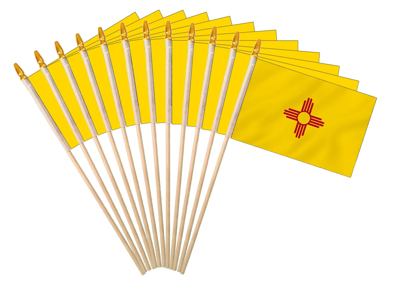 New Mexico State Handheld Stick Flag 4x6 Inch 12 Pack Small Mini NM Flag On Wooden Stick For Patriotic Festival Events Party Decoration (NM, 4X6 In)