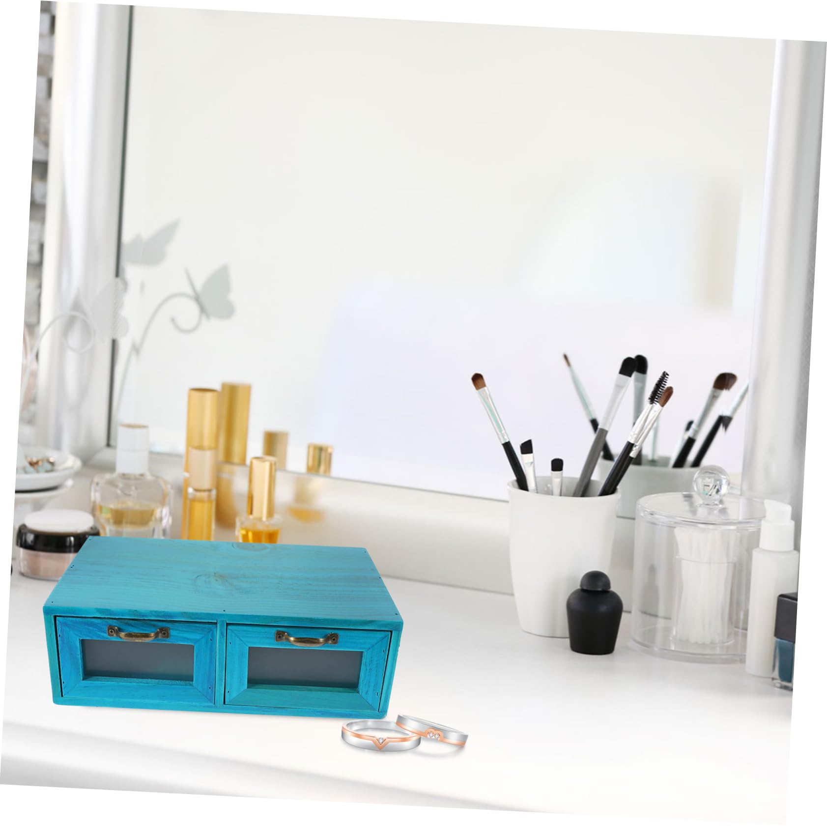 Holzschrank mit 2 Ders nizer für Make-up, Vani und Schreibtisch, schneller Zugriff, Home Sto SolutDesign für Heimdekoration