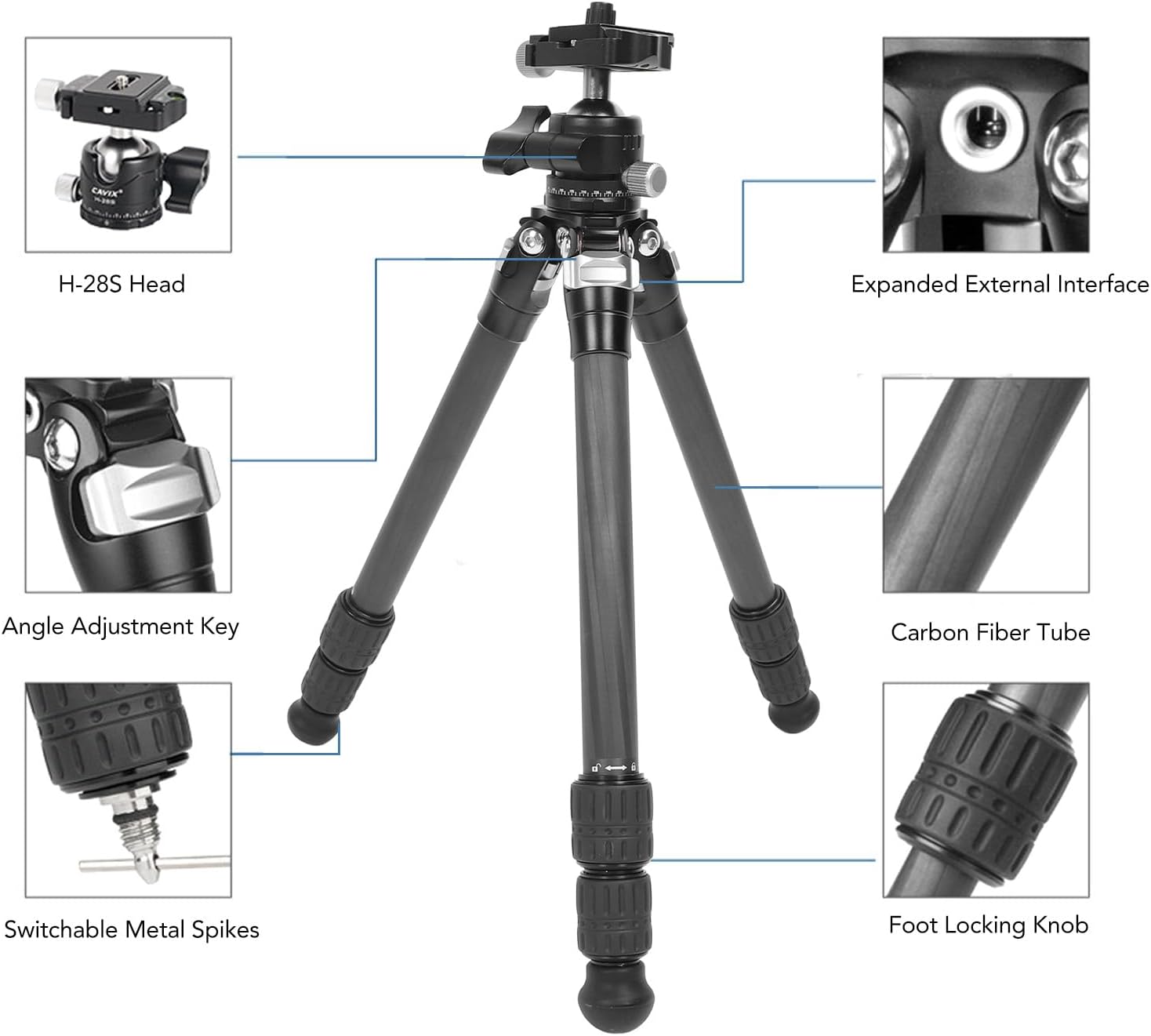 Portable Carbon Fiber Camera Tripod, 3 - Angle Adjustable Tripod Stand with Ball Head and Carry Bag for Digital Cameras, Tabletop Mini Tripod for Travel Photography