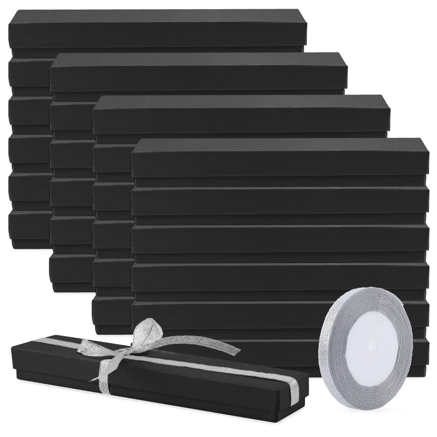 RocutusCardboard Necklace Boxes Jewelry Gift Boxes Necklace Earring Ring Box Gift Box,Cardboard Necklace Boxes for Storage and Gifting - 24 Pack - Jewelry Organizer (Black)
