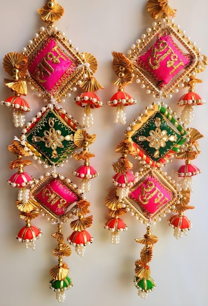 Divyakosh Handmade Multicolor Shubh and Labh Door Hangings, Door Welcome Tags, Temple Decoration, Diwali Decor, Decoration Items, Sohn/Shun/Shoon, Puja Tags, Door Tags, 1 Pair i.e. Pack of 2 (B0D44ZD2VL) Amazon Price History, Amazon Price Tracker