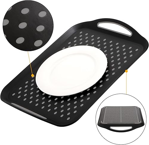 Miniatura 3 de TOPZEA Paquete de 2 bandejas antideslizantes con asa, bandeja de plástico para cafetería, bandeja de comida rápida, bandeja de almuerzo escolar,