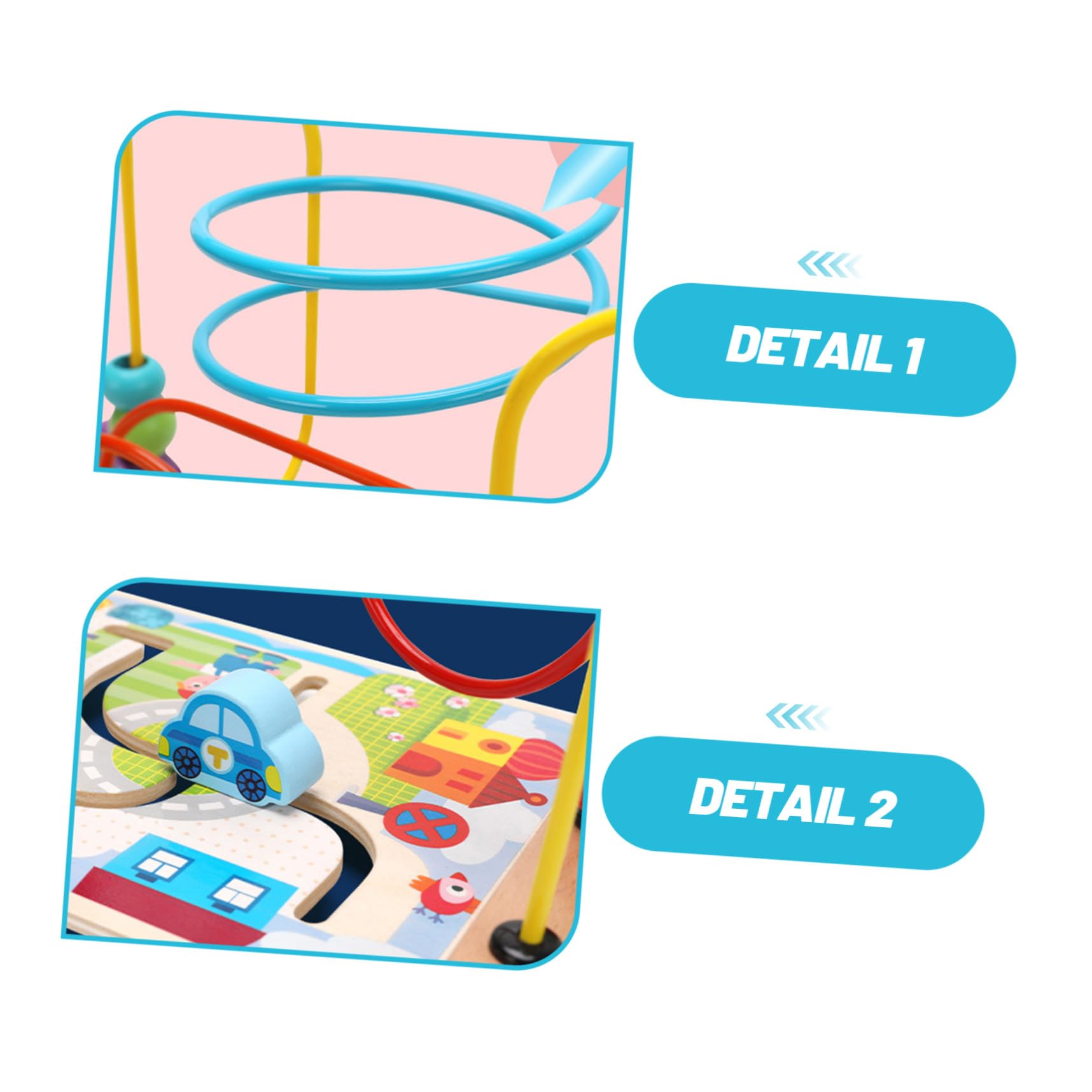 FRCOLOR Laberinto de Cuentas Redondas de Madera, Juguete Educativo Infantil