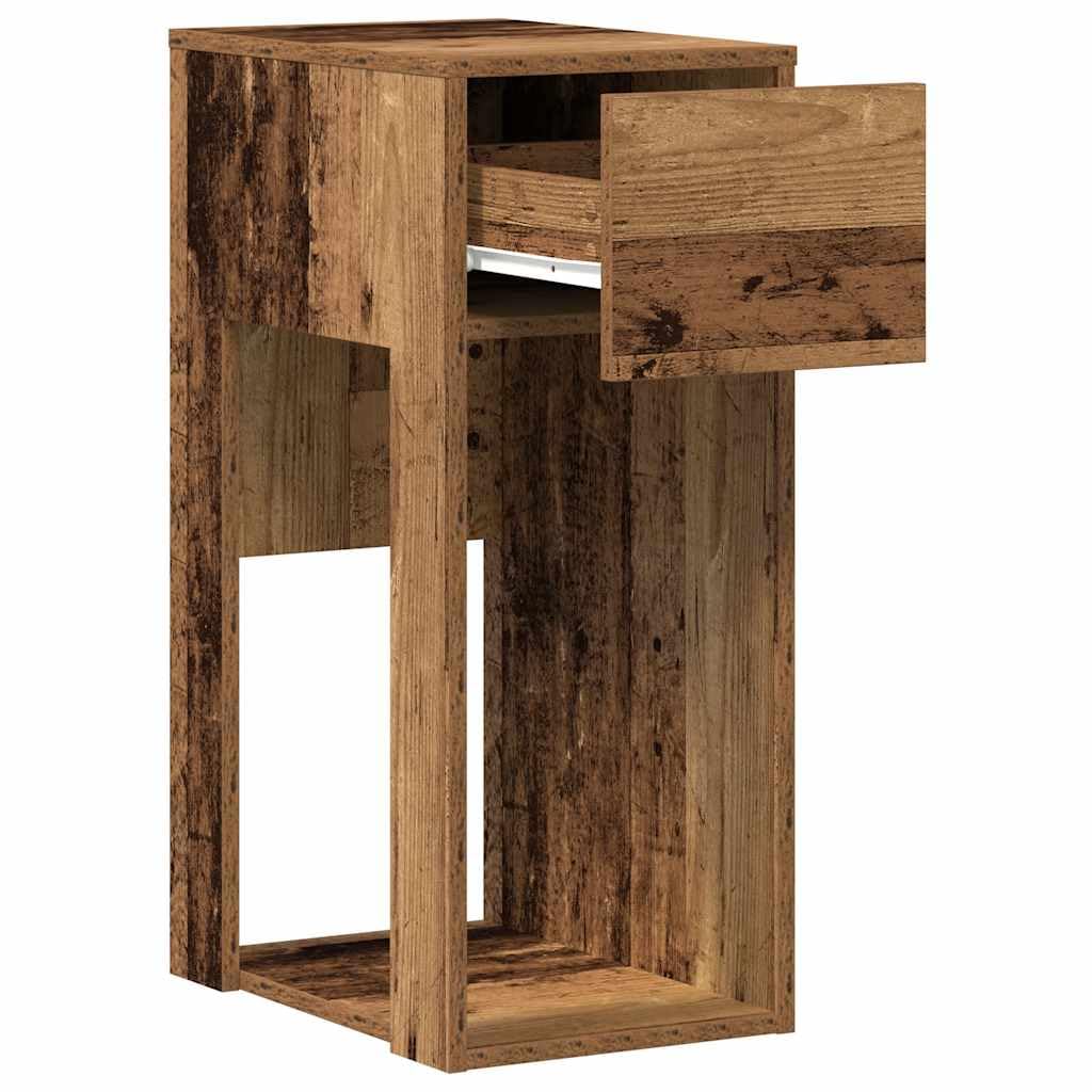 PC Unterschrank mit Schublade, Computer Tower Stand 30x44x74 cm, aus Holzwerkstoff in Altholz-Optik, Schreibtisch Beistellschrank mit offenem Fach, für Büro & Homeoffice