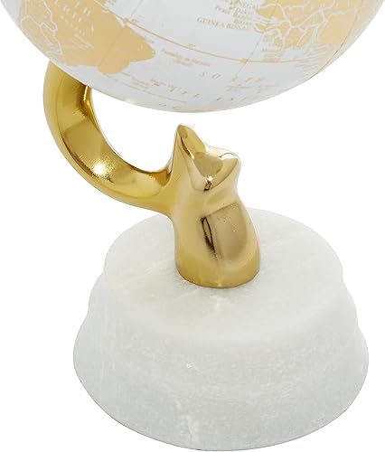 Miniatura 5 de Deco 79 Globo de aluminio con base de mármol, 5 "x 5" x 10 ", dorado