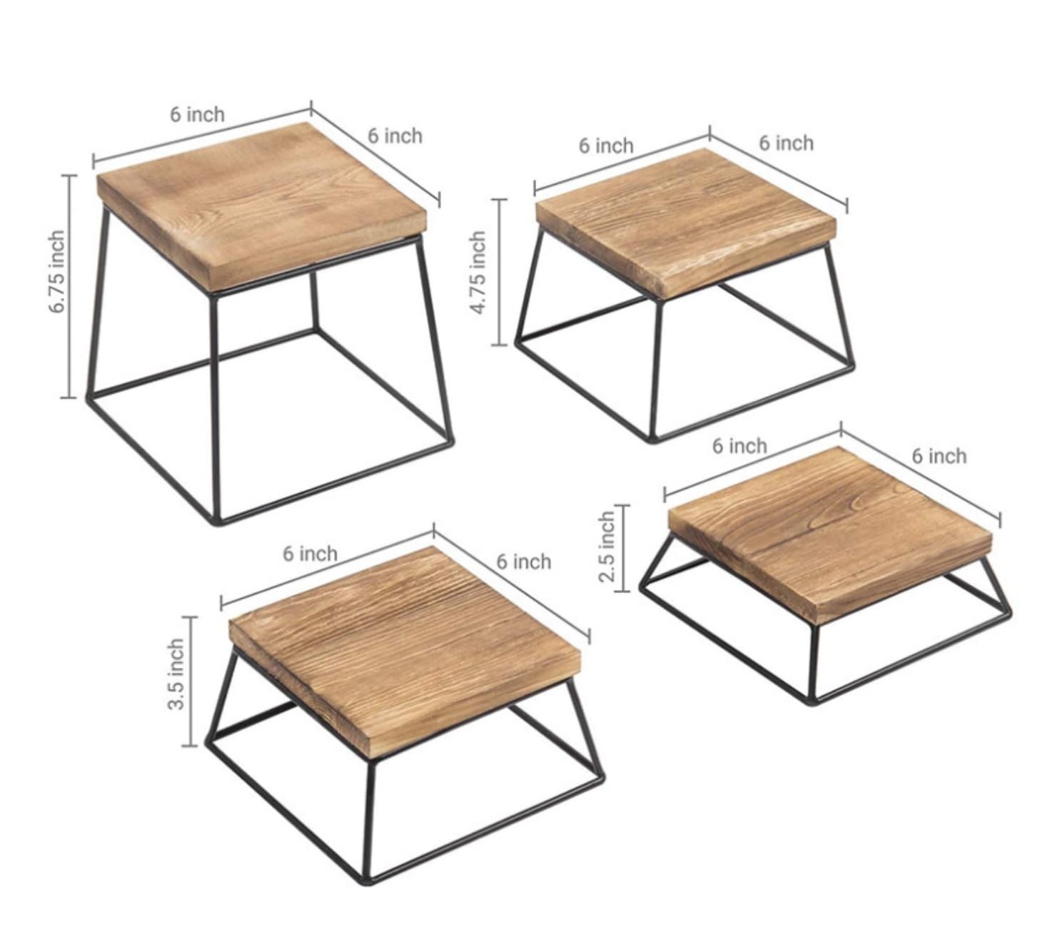 Soportes Para El Té De La Tarde Soportes De Postre Cuadrados Madera 4 Piezas For Pizza Y Cupcakes Para CumpleañOs, Bodas Y Fiestas