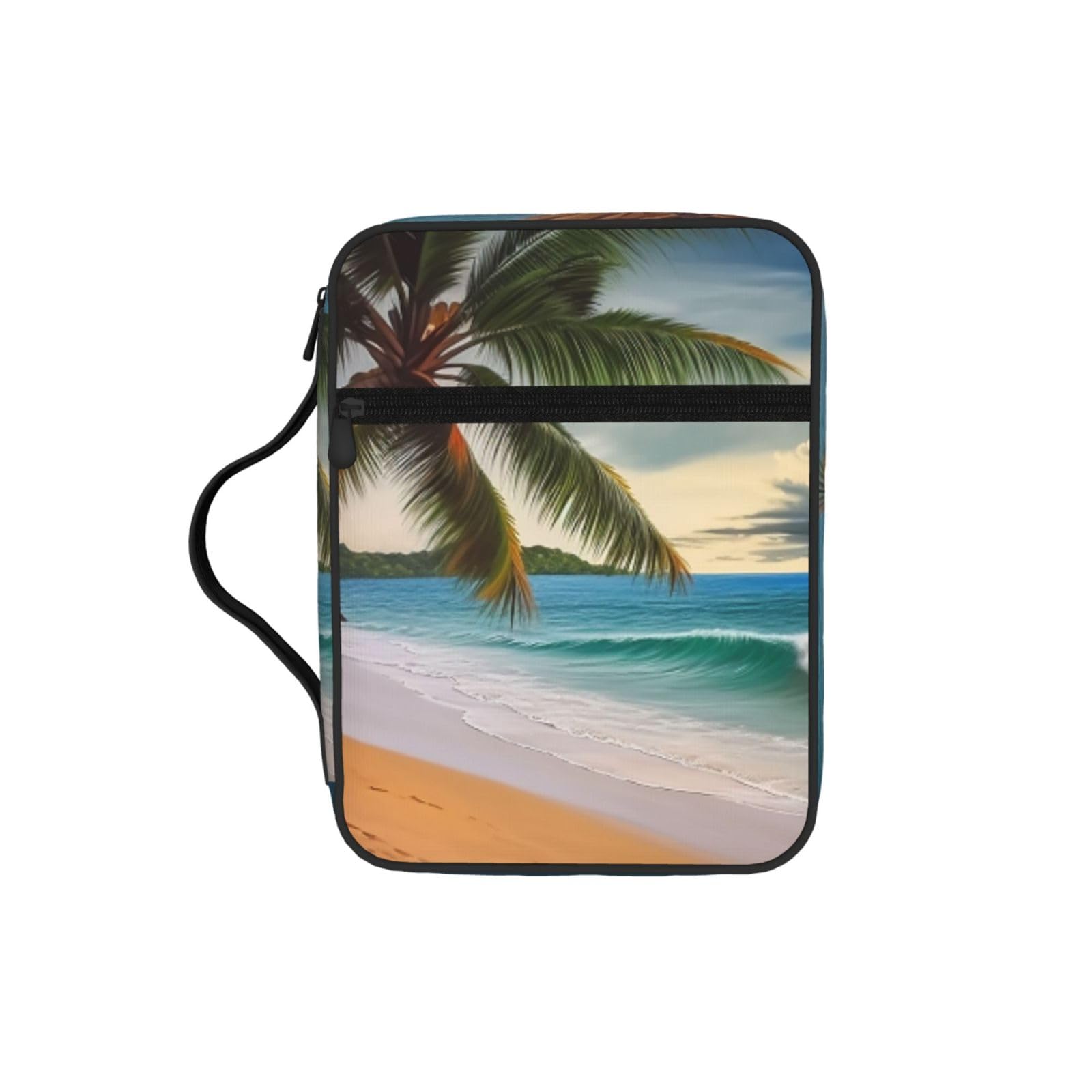 Coconut Palm Tree Sandy Beach Bible Cover Case Waterproof Bible Bag With Handle Organizer Storage Book Cover For Bible Study
