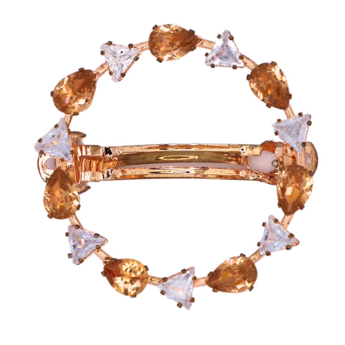 Luxury Crystal Hair Claw Clip Rose Gold Round Champagne Triangle Stones for Women