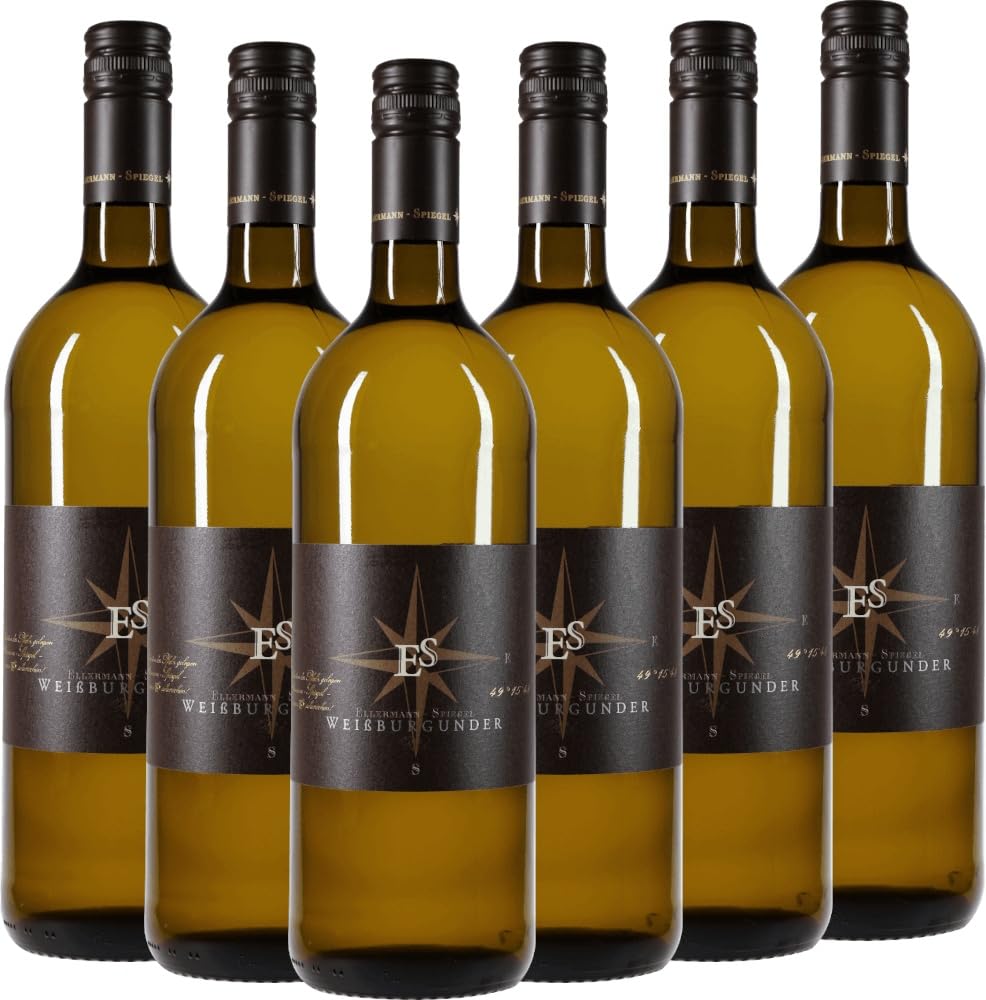 Weißburgunder trocken 1,0 l - Ellermann-Spiegel Weißwein 6 x 1l VINELLO - 6 x Weinpaket inkl. kostenlosem VINELLO.weinausgießer