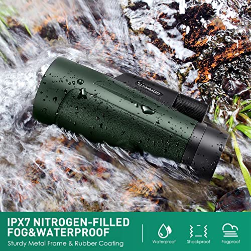 Monocular, Cammoo 24Mm Large Eyepiece, 12×50 High Power Monocular Telescope For Bird, Wildlife, Stars Watching, Camping, Smc Clear Low Light Vision, Ipx7 Waterproof Monocular With Smartphone Adapter #TOP5