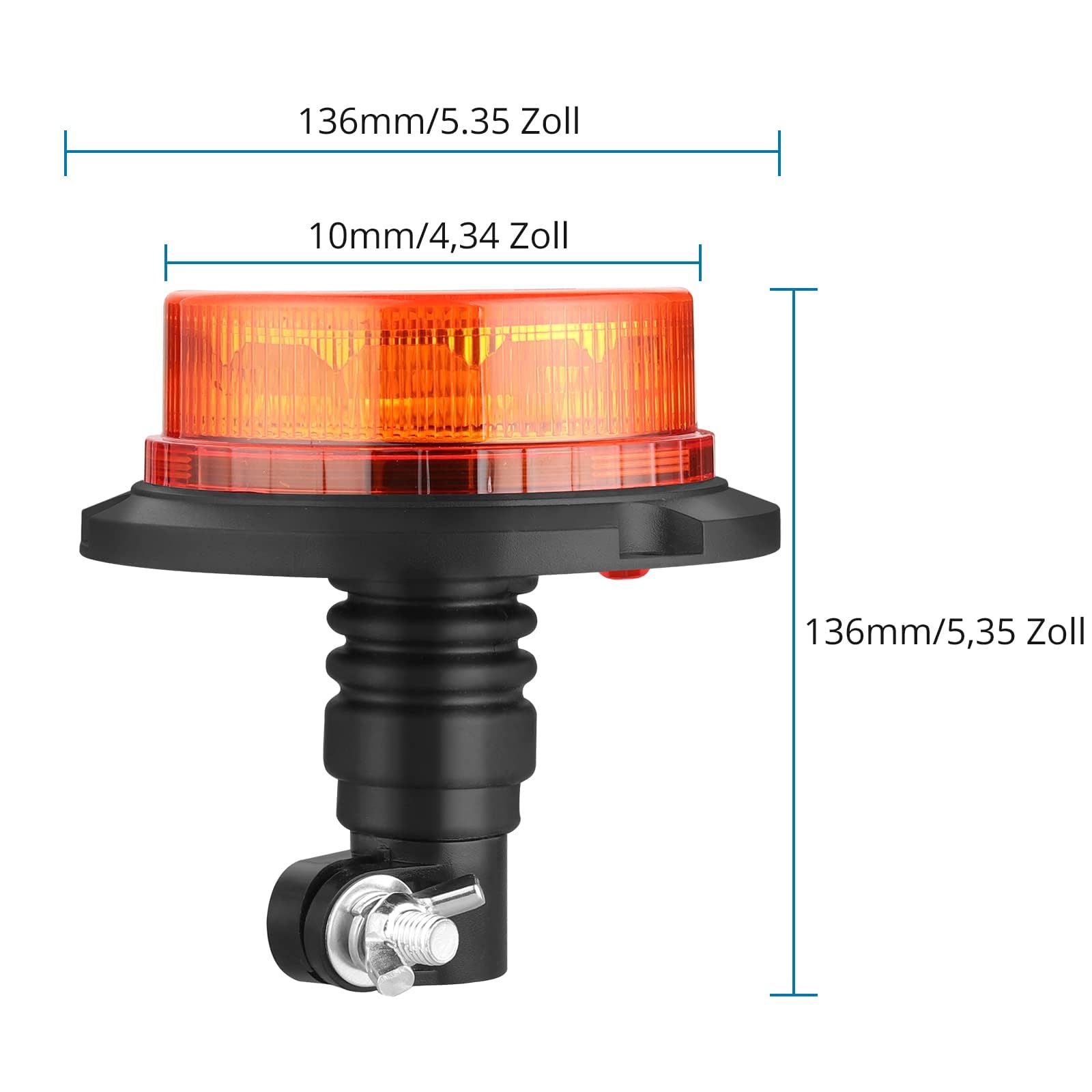 AUTOUTLET 2 szt. Pomarańczowy obrotowy reflektor LED 10 V-30 V Flash Beacon Elastyczny DIN 12 diod LED, 3 tryby oświetlenia, wodoodporne, pyłoszczelne, dla policji, wozu strażackiego, karetki