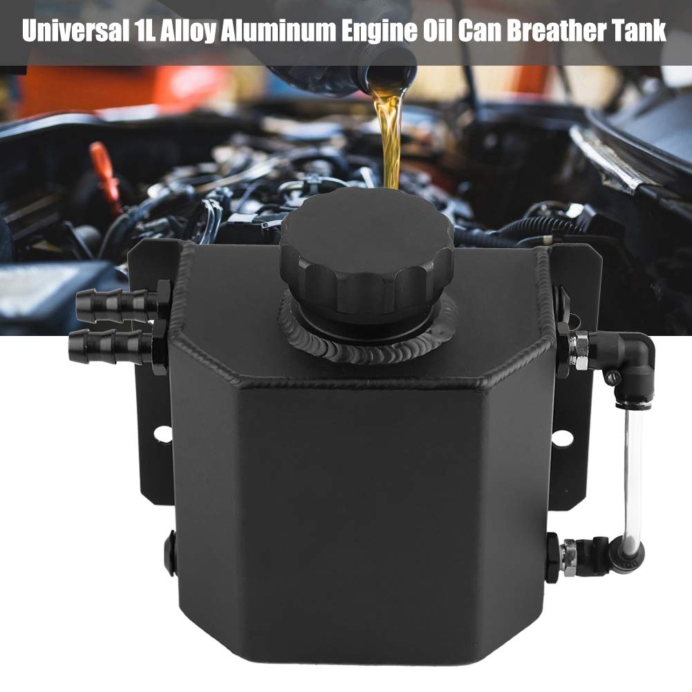 1L Universal Aluminium Oil Catch Can - Zbiornik oddechowy z wskaźnikiem spustowym i wskaźnik poziomu do modyfikacji samochodu