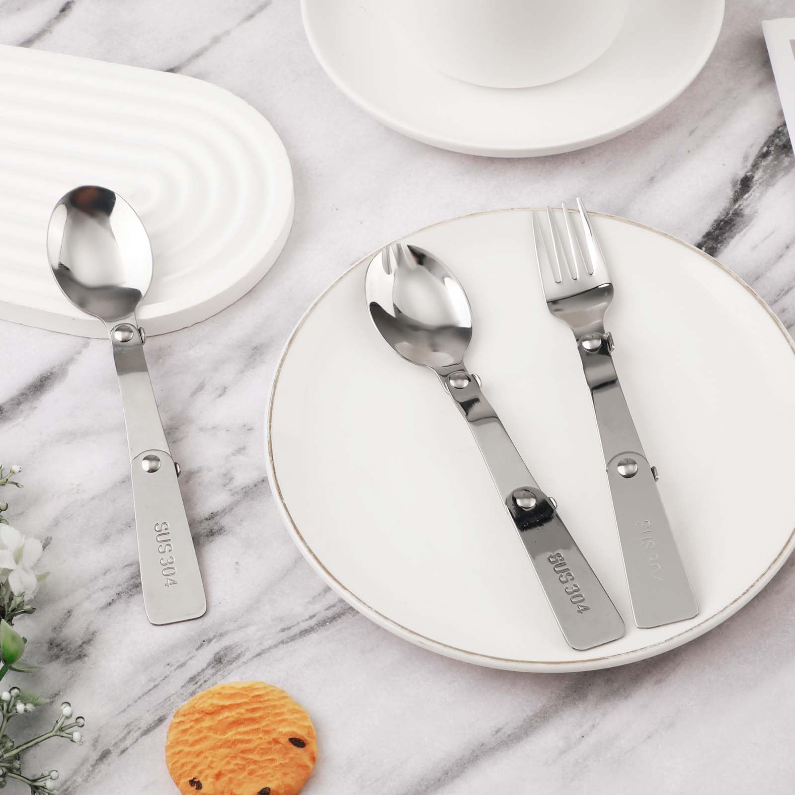 3pcs Folding Spoon and Fork for Thermos Funtainer Food Jar 16oz - Image 3