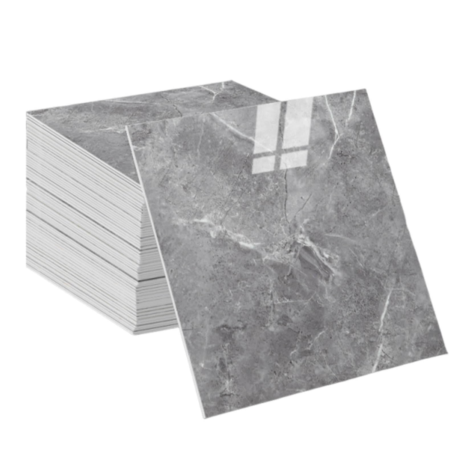 10pcs Self Adhesive Wall Tiles, 30x30cm Grey Marble Stick on Wall Tiles, Waterproof Peel and Stick Backsplash for Kitchen, Bathroom, Shower Walls & Living Room