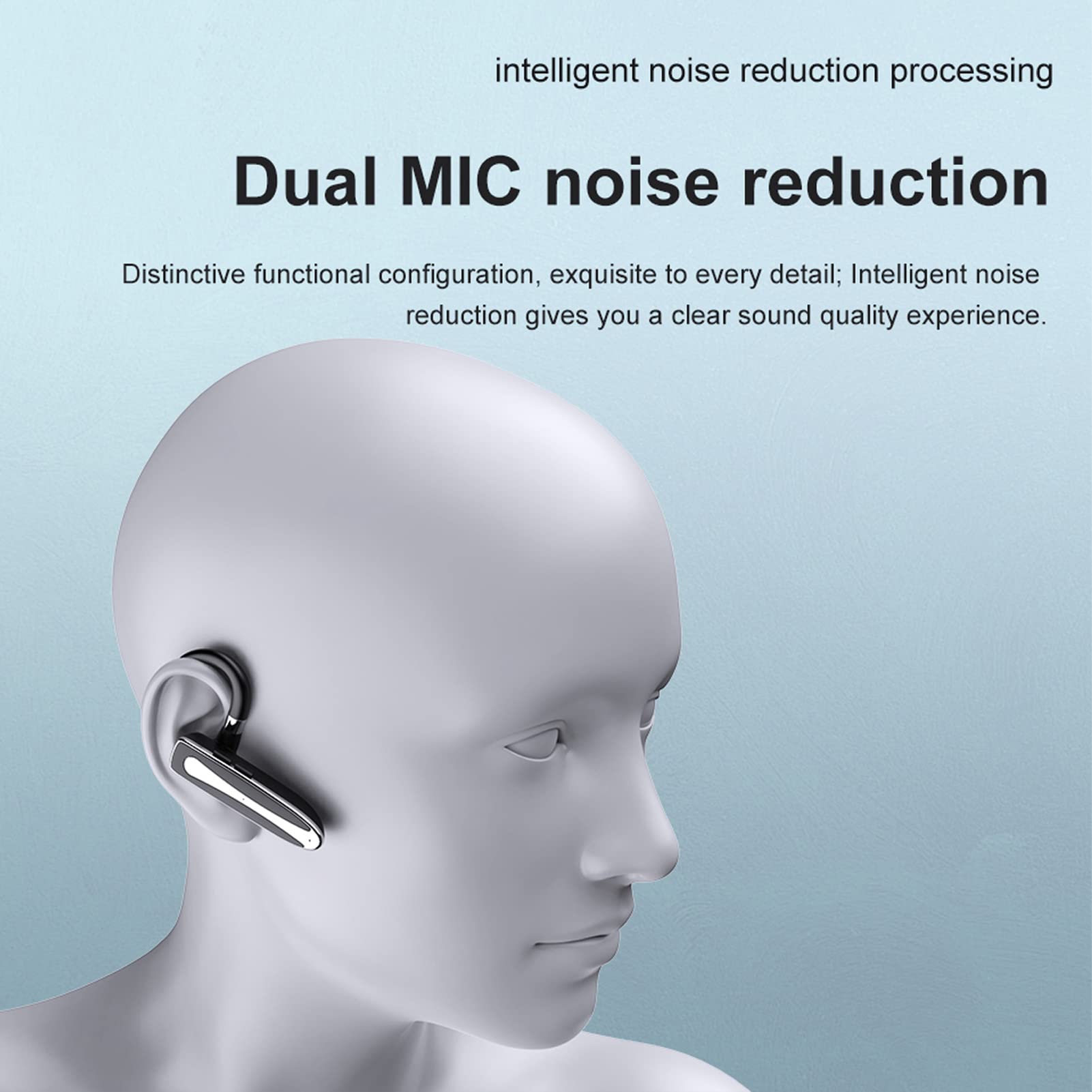 Auricolari Sportivi con Custodia di Ricarica, Auricolari per Telefoni Cellulari con Cancellazione del Rumore, Vivavoce, Microfono Integrato, Auricolare Wireless a Orecchio Singolo per Guidare Sport
