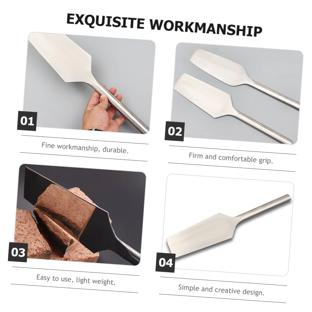 jojofuny Frattazzo in Acciaio Inossidabile Manico Ergonomico Strumento per Muratura e Pavimentazione Utensile Professionale per Edilizia e Costruzione Muri | Finitura Angoli e Riparazioni Murarie, Impugnatura Ergonomica, Utensile per Posa e Lavori di Pavi