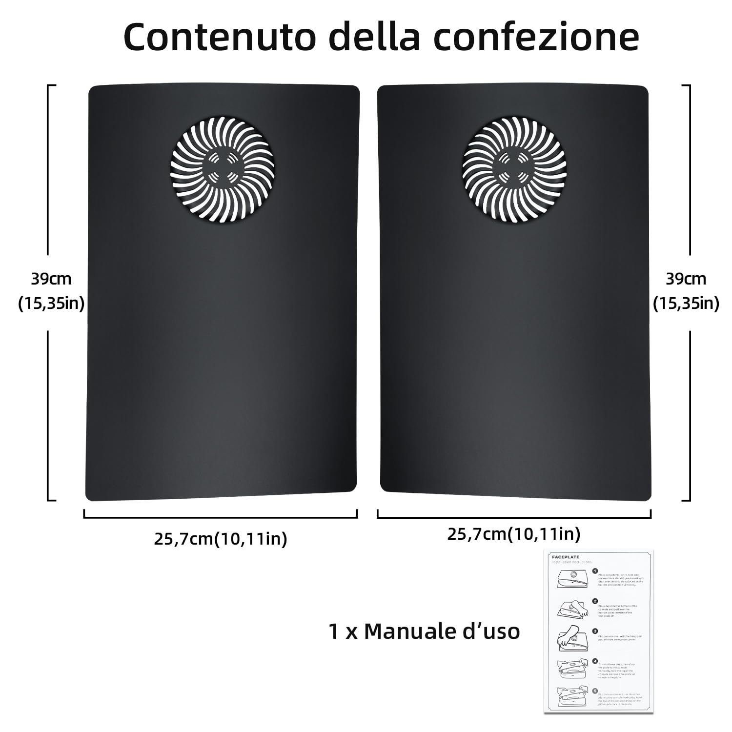 Mcbazel PS5 Placche con Prese d'aria di Raffreddamento per Playstation 5 Digital Edition, Piastre Laterali di Ricambio Piastra Frontale di Copertura per PS5 Digitale (Non per PS5 Slim)