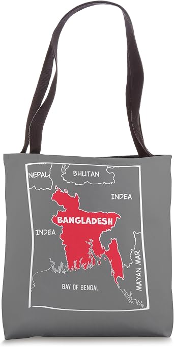 Freehand Drawing of Bangladesh map and countries bordering Tote Bag