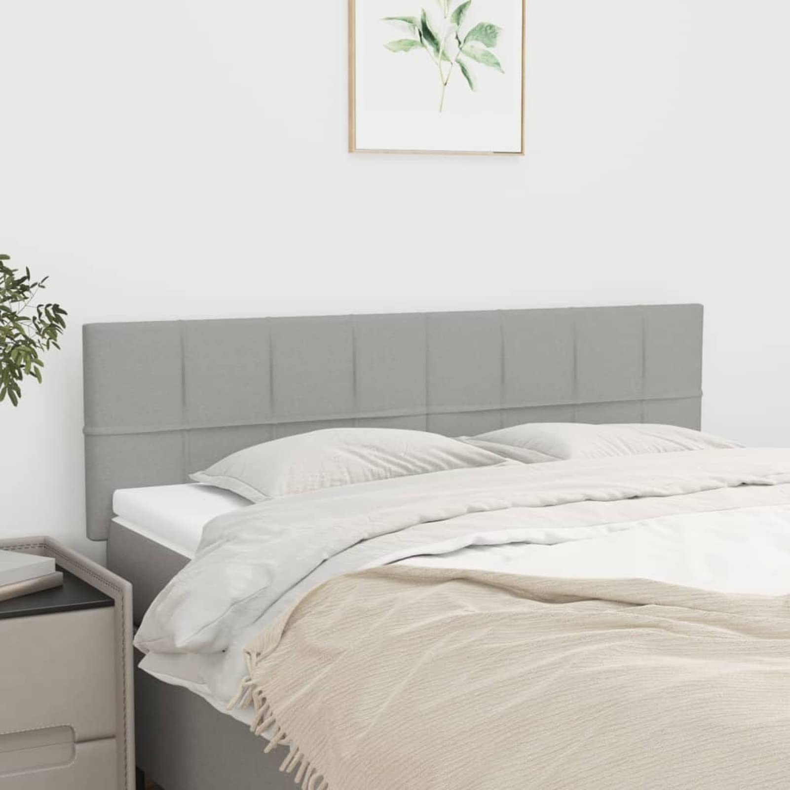 Cabeceros 2 Unidades, Cabezal De Cama, Cabezales Dormitorios Modernos, Cabecera para Cama, Tela Gris Claro 72x5x78/88 cm