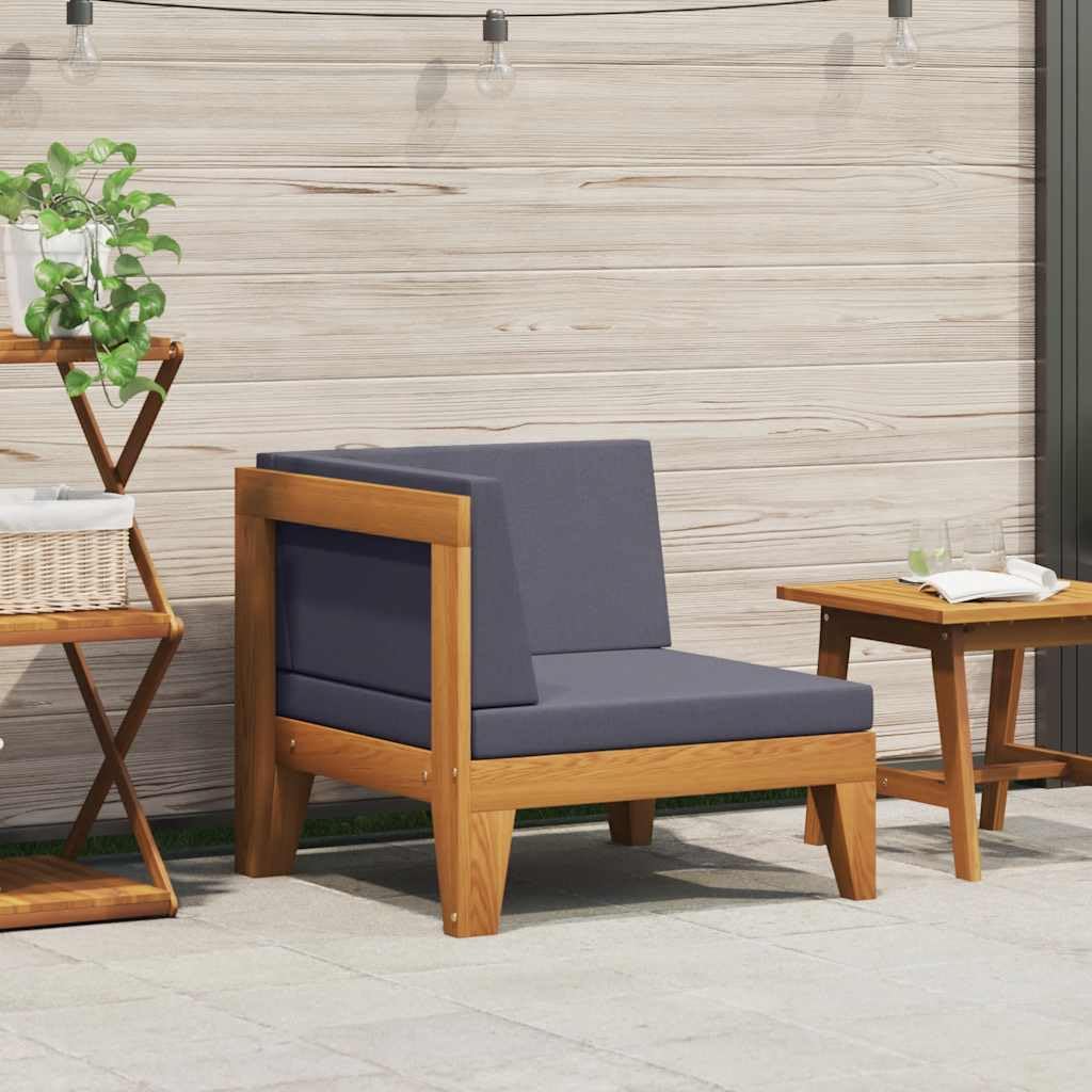 vidaXL Akazienholz Massiv Modular Ecksofa mit Dunkelgrauen Kissen Gartensofa Sofa Lounge Gartenmöbel Einzelsofa Holzsofa Sessel Outdoor Terrasse