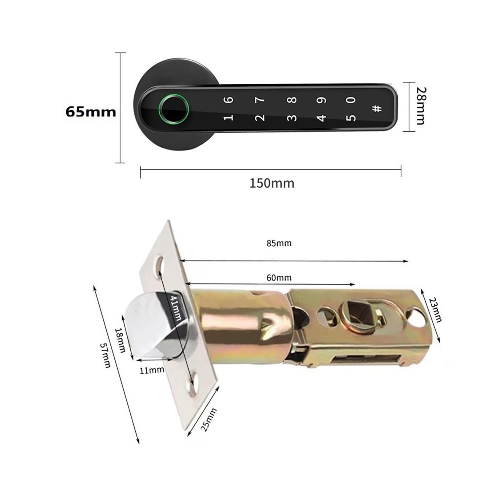 Cerradura inteligente, Cerradura de manija puerta inteligente con huella dactilar, contraseña, desbloqueo llave, energía emergencia for casa, apartamento, oficina(Silver,Regular)