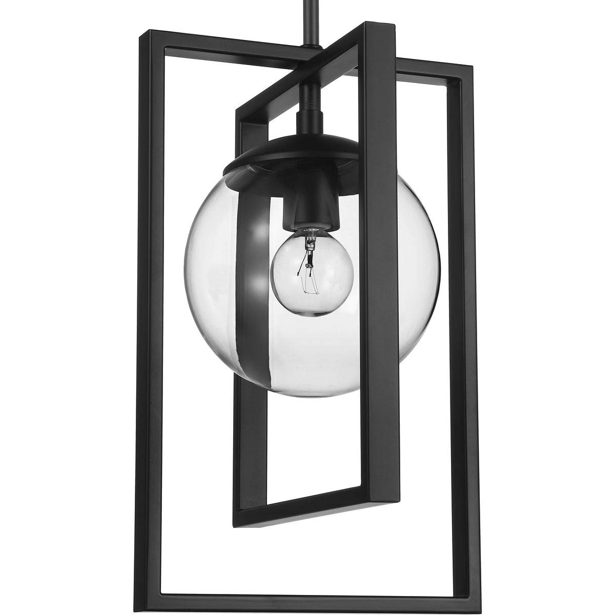 Progress Lighting Atwell Collection 1-Light Clear Glass Luxe Pendant Light Matte Black, 13.12x8.25x8.25