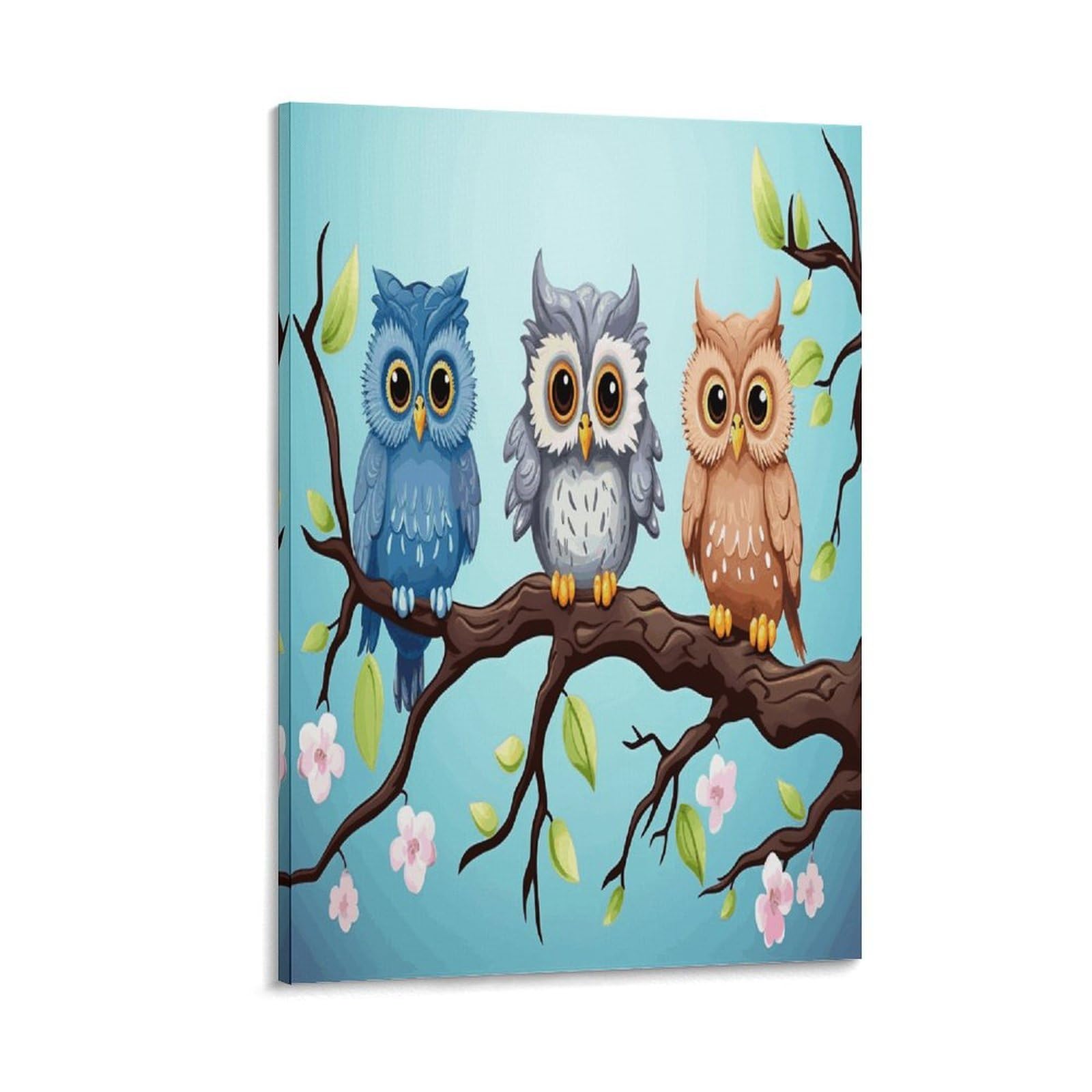 VstaDank Owls on A Branch Canvas Wall Art on Canvas Prints Artwork Exquisite Decor Artwork Hang Wall Picture Hangable Decor Painting Picture Printed Poster Art for Home Decor 24x36inch(60x90cm)