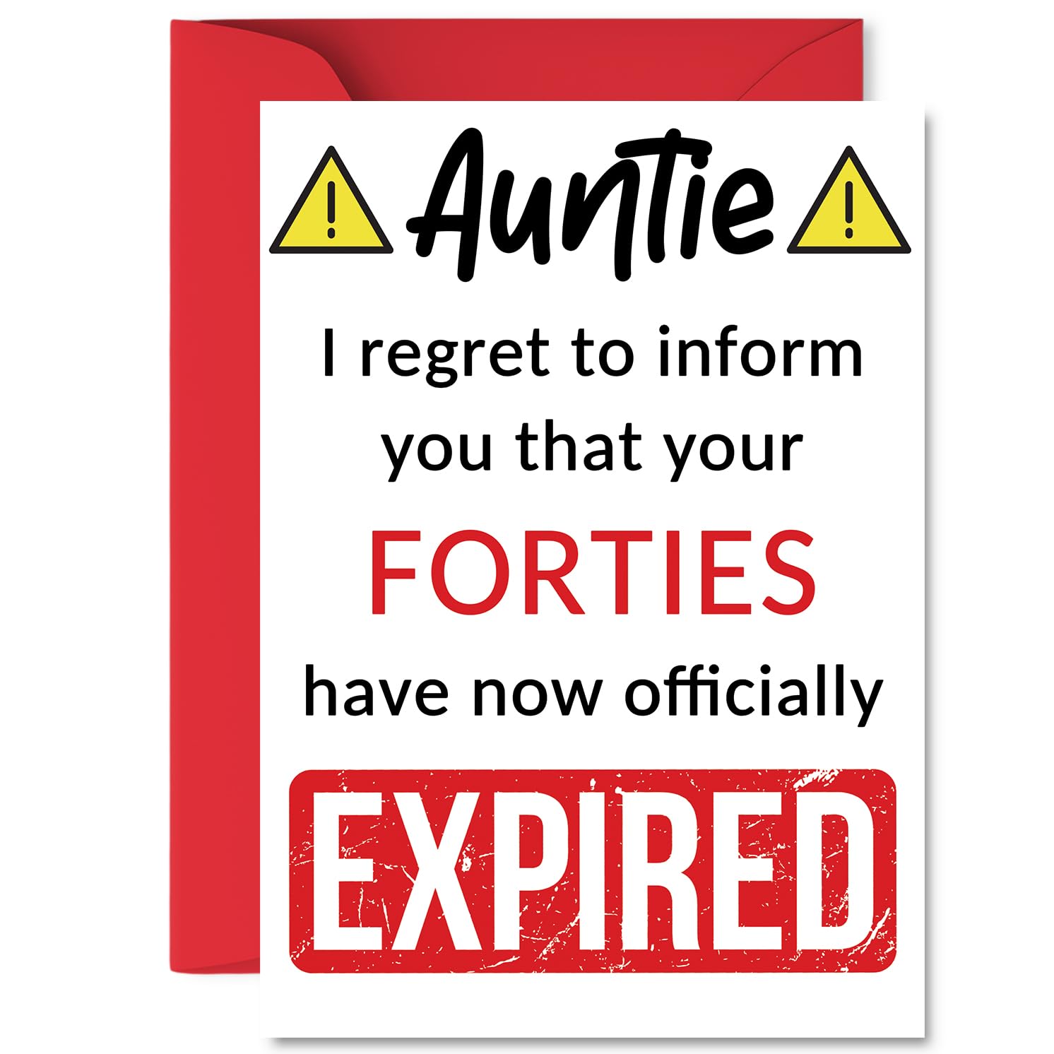Funny 50th Birthday Cards for Auntie - Your Forties Have Expired - Happy Birthday Card for Aunt Auntie Aunty from Nephew Niece, A5 Banter Joke Humour Bday Greeting Cards Gift
