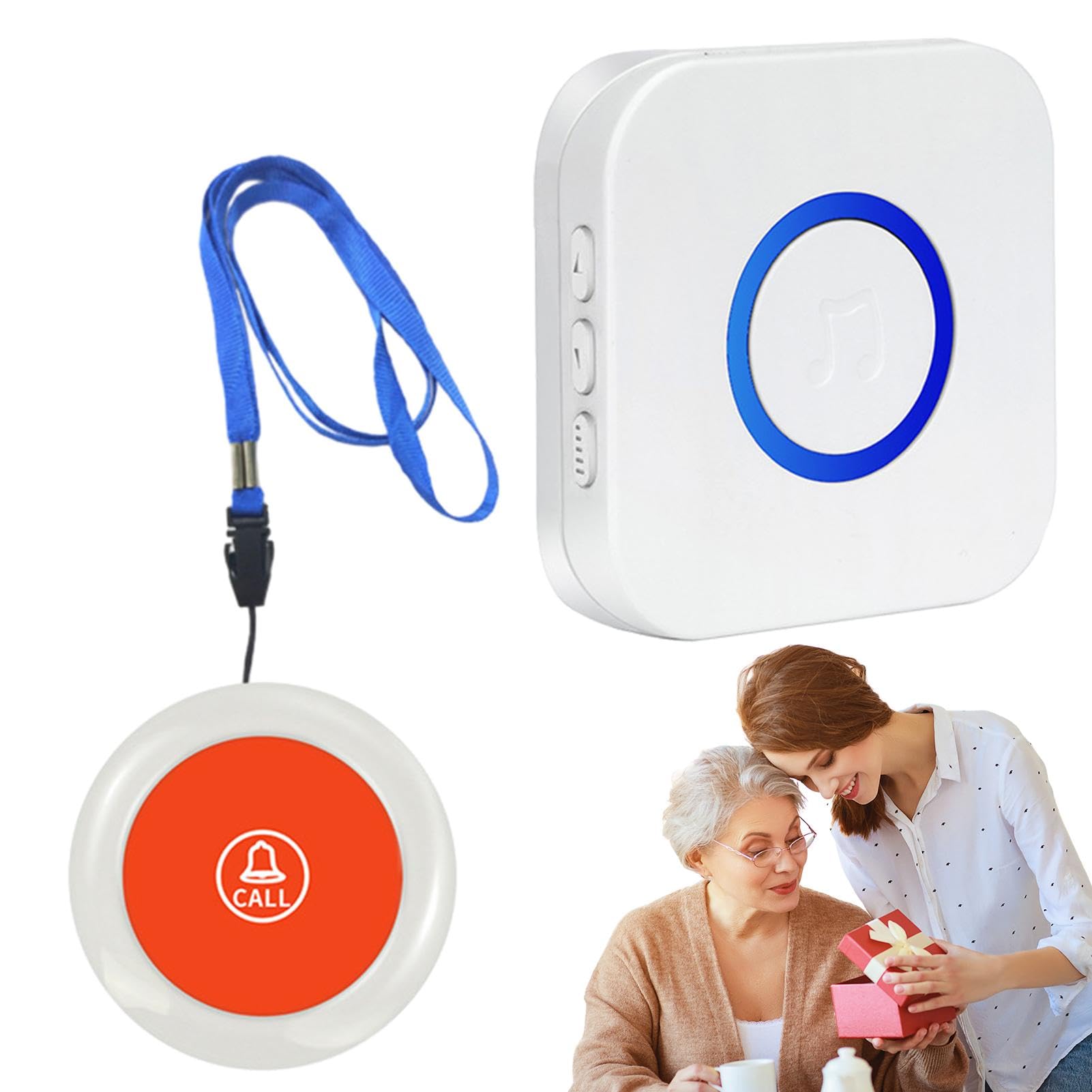 Wireless Caregiver Pager, Personal Alarms for Elderly, Wireless Pager for Elderly, Remote Control Doorbell with 38 Melodies, Nurse Alarm System for Elderly Patients