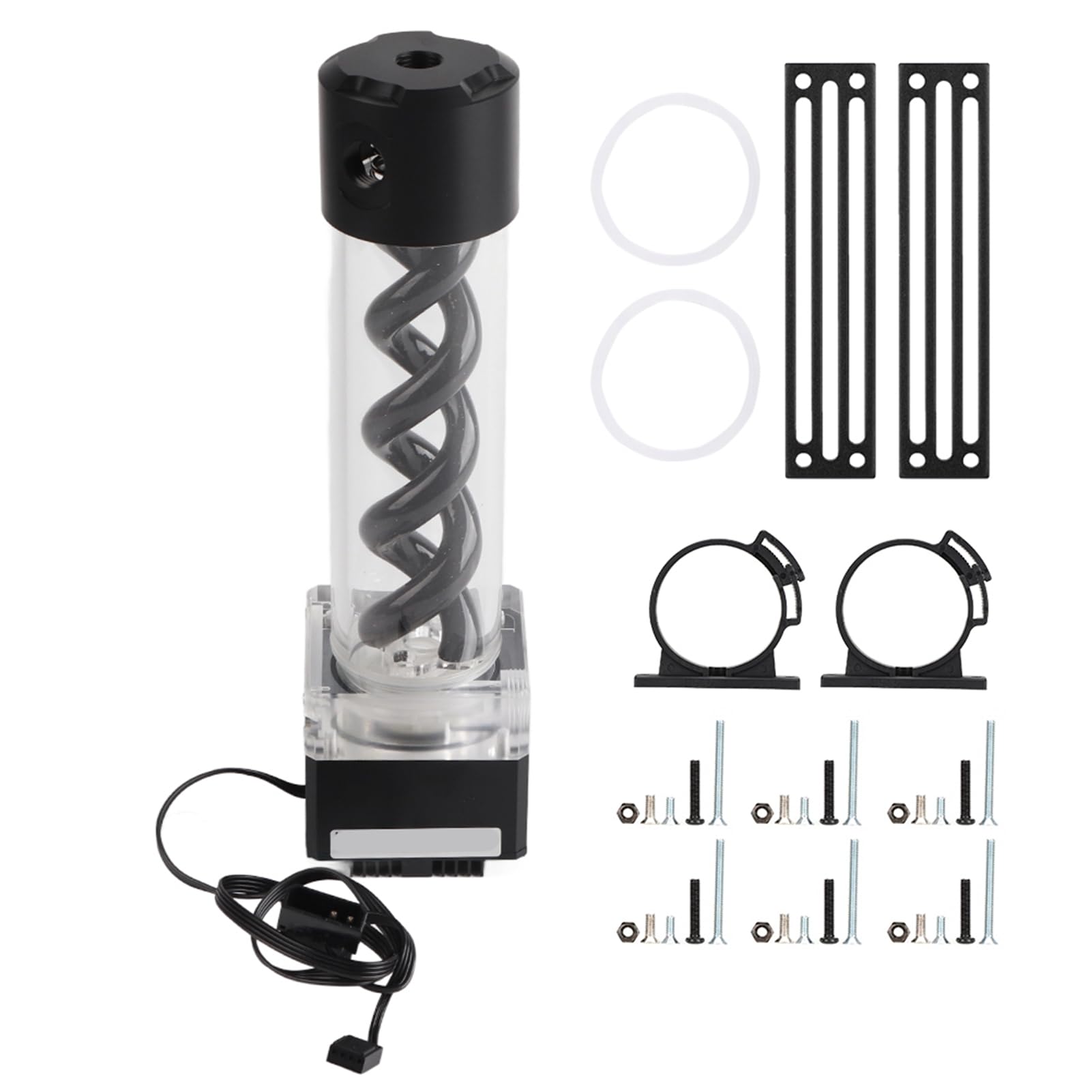 Kit Serbatoio di Raffreddamento ad Acqua, Mini Pompa di Raffreddamento ad Acqua 800L/H, Serbatoio della Pompa di Raffreddamento ad Acqua Anodo in Alluminio 4 Metri Testa Accessori (Nero)