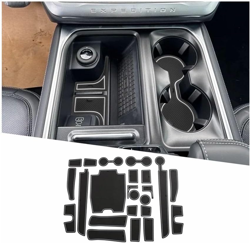 2025 2026 Expedition Door Slot Mats,for Ford Expedition Accessories Anti-Slip Rubber Mats Center Console Liner Compatible with 2025 2026 Ford Expedition Active/Tremor/King Ranch/Platinum(23PCS/Sets)