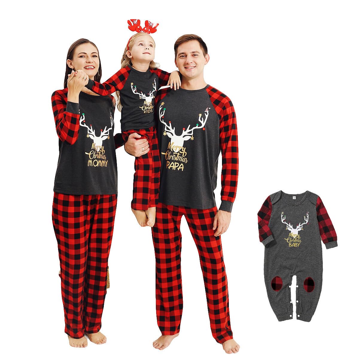 BorlaiChristmas Pajamas for Family Men Women Baby Kids Elk Xmas Pjs Matching Sets for Couples Boys Girls Nightwear Sleepwear
