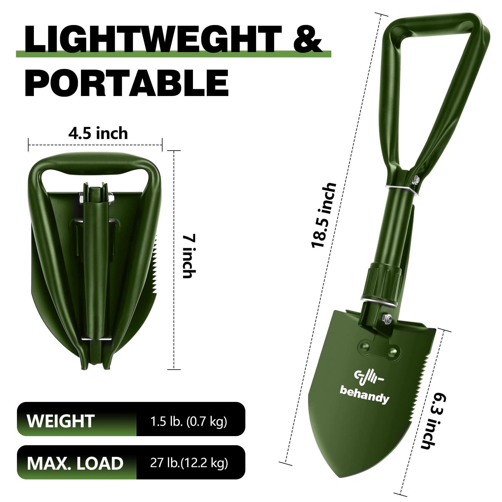 Pelle pliante de survie, scie touristique militaire, pioche, outil multifonction