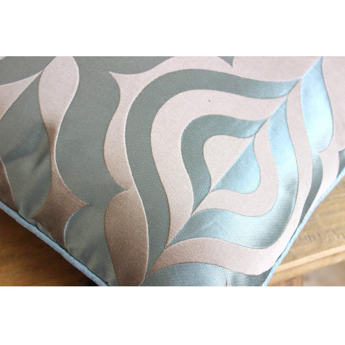 The HomeCentric Azzurro 40x40 cm Art Silk Fodere per cuscini in tessuto, Blu Seta Federa Letto, Vittoriano Toile Francese Fodere per cuscini da divano - White Waters