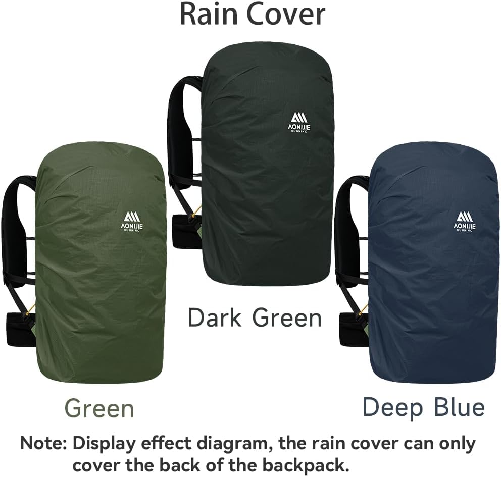 AONIJIE 42L Water-Resistant Hiking Backpack with Rain Cover Lightweight Camping Travel Essentials Bag for Men Women (Army Green Bag (Deep Blue Rain Cover))