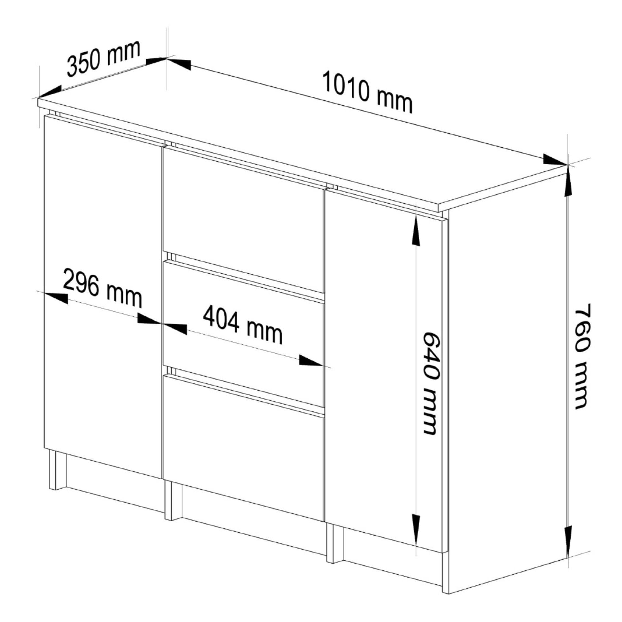 AKORD Cassettiera K100 con 2 Ante e 3 Cassetti | Mobiletti Ingresso Bagno | Armadio Cameretta | Comodino | Design moderno | 35x76x101 cm | Quercia Artisan & Quercia Artisan