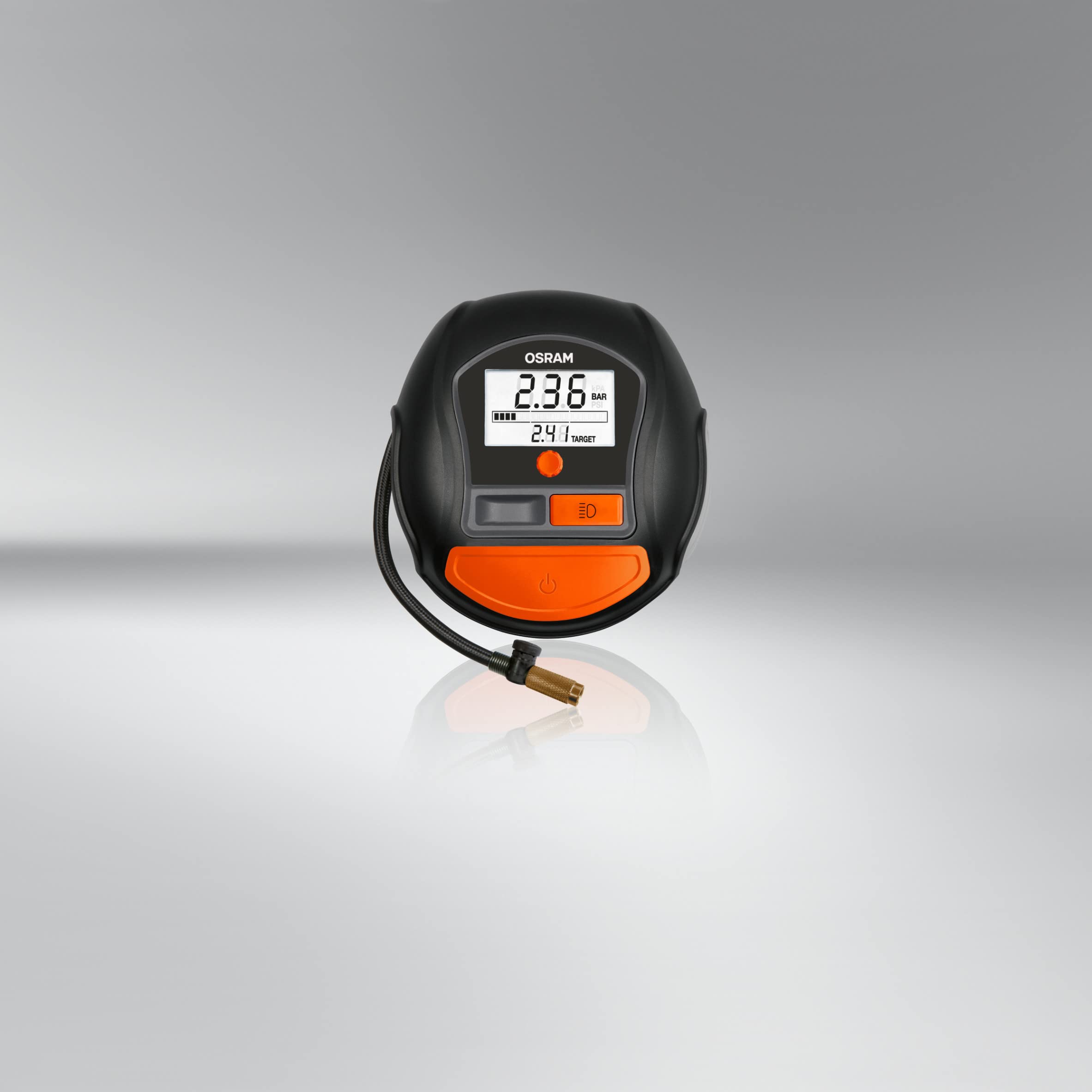 OSRAM TYREinflate RAPID, compressore d'aria digitale a 12 V, compressore portatile, autostop, luce LED, programmabile, pompa elettrica per pneumatici, collegamento 12V, gonfiaggio in 2 min