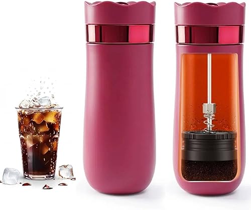 Miniatura 9 de Cafetera de prensa francesa de viaje de 12 onzas, taza de café francesa portátil de doble pared de acero inoxidable aislada al vacío taza de café y