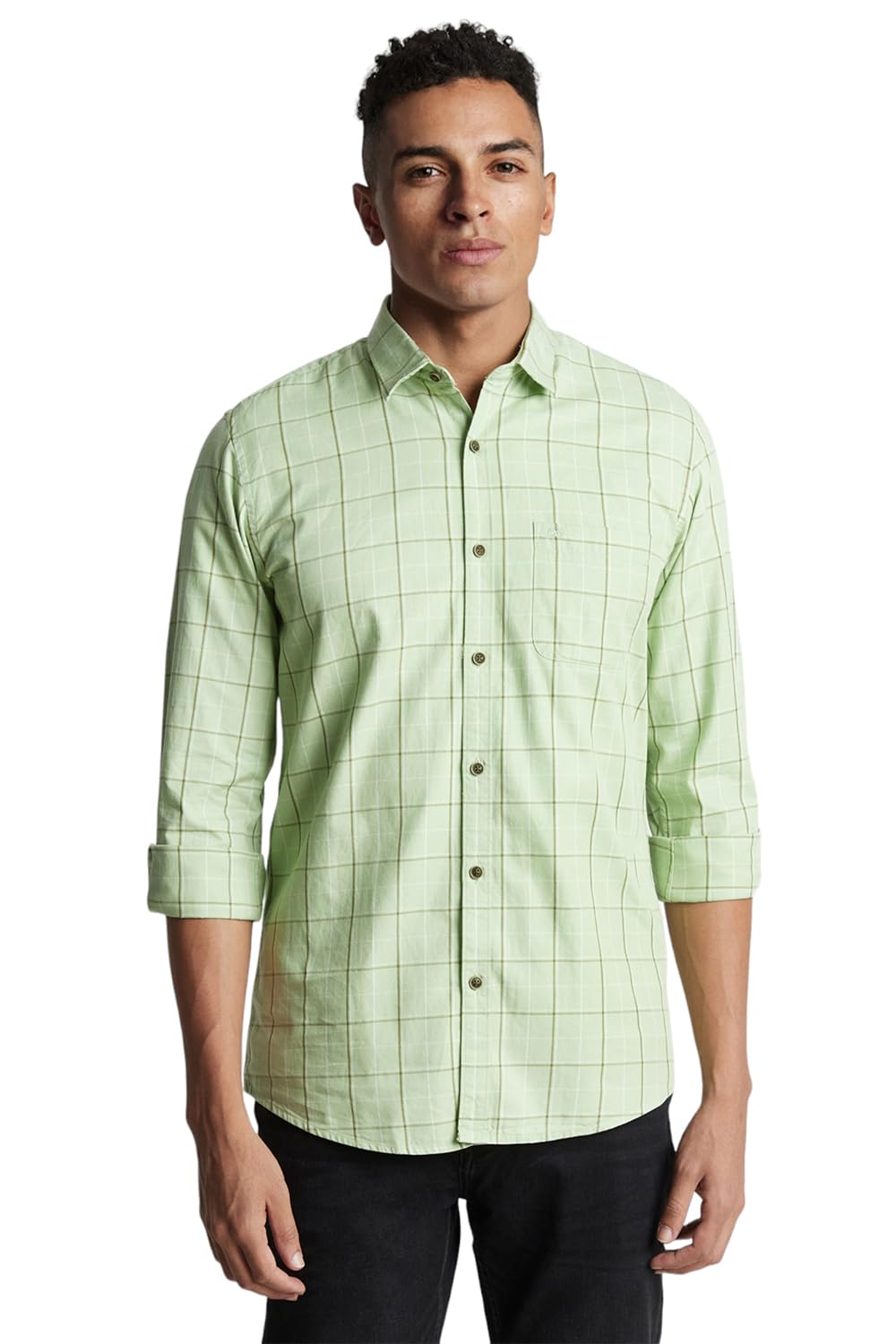 Peter EnglandMen 100% Cotton Slim Fit Checkered Casual Everyday Full Sleeve Shirt |