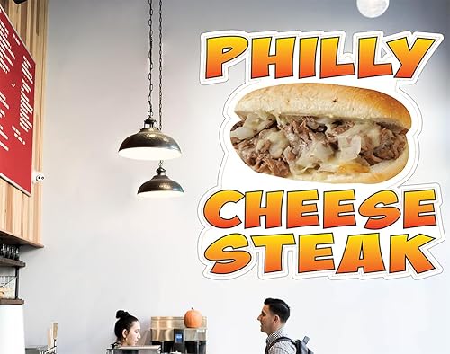 Miniatura 6 de Calcomanías personalizadas para camiones de alimentos y carnes de queso Philly Food and Beverage Concession Concession Sign de 10 pulgadas en el