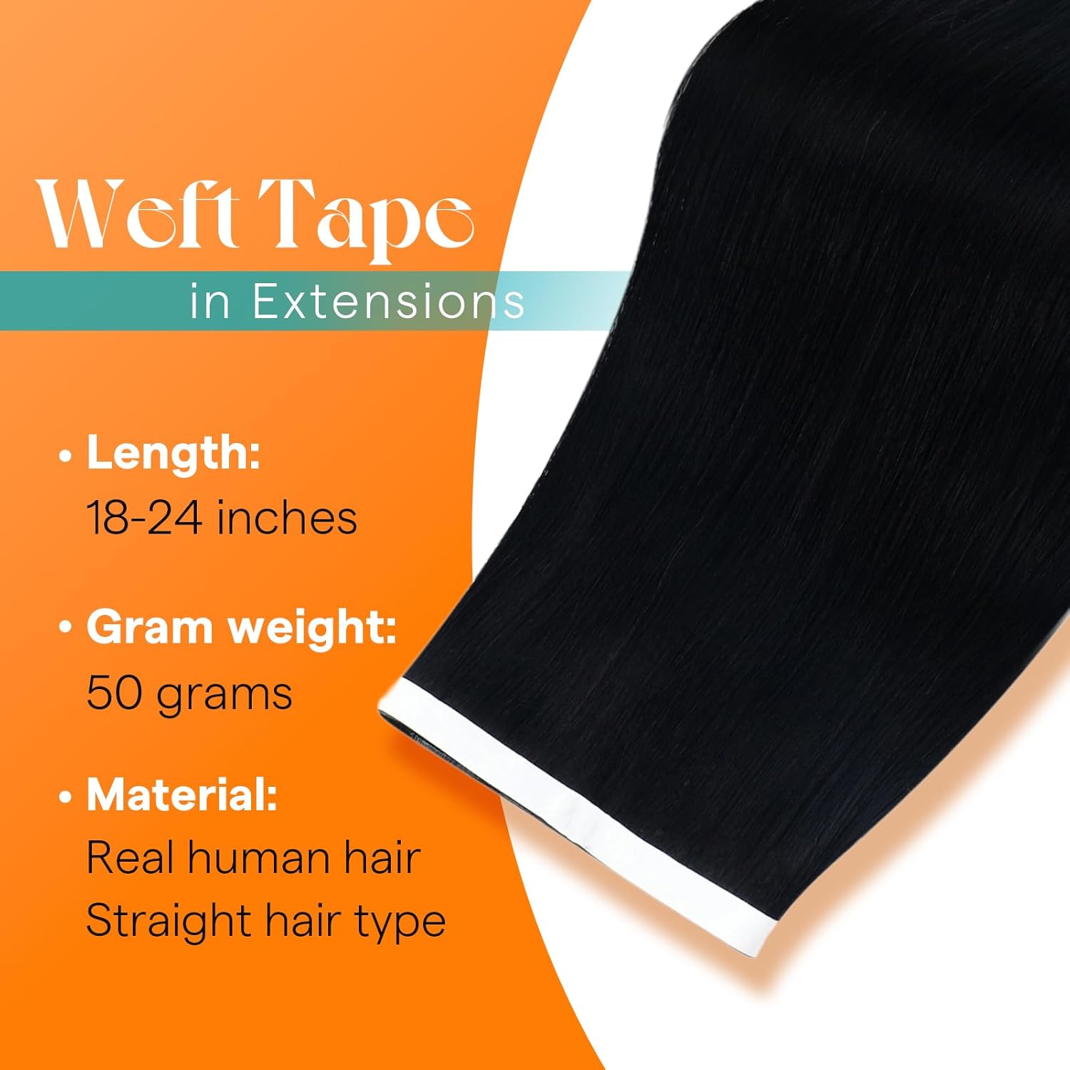 Sunny Hair Tape in Weft Hair Extensions Human Hair 22 inch 120g Tape in Hair Extensions Human Hair Black Weft Tape in Hair Extensions Thick Hair 4Pieces